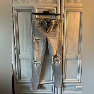 American Eagle Outfitters Ripped Light Gray Jeggings